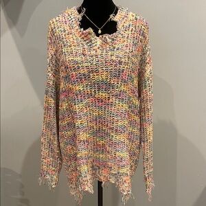 Multicolor Knit Women's Sweater ripped look